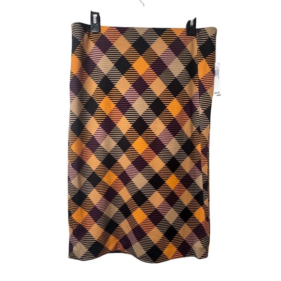 NWT Grace Elements Medium Multicolor Gold Plum Black Camel Geometric Tight Skirt - Picture 1 of 13